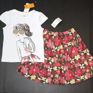 NWT Gymboree size 5 top floral skirt set Friendship Camp